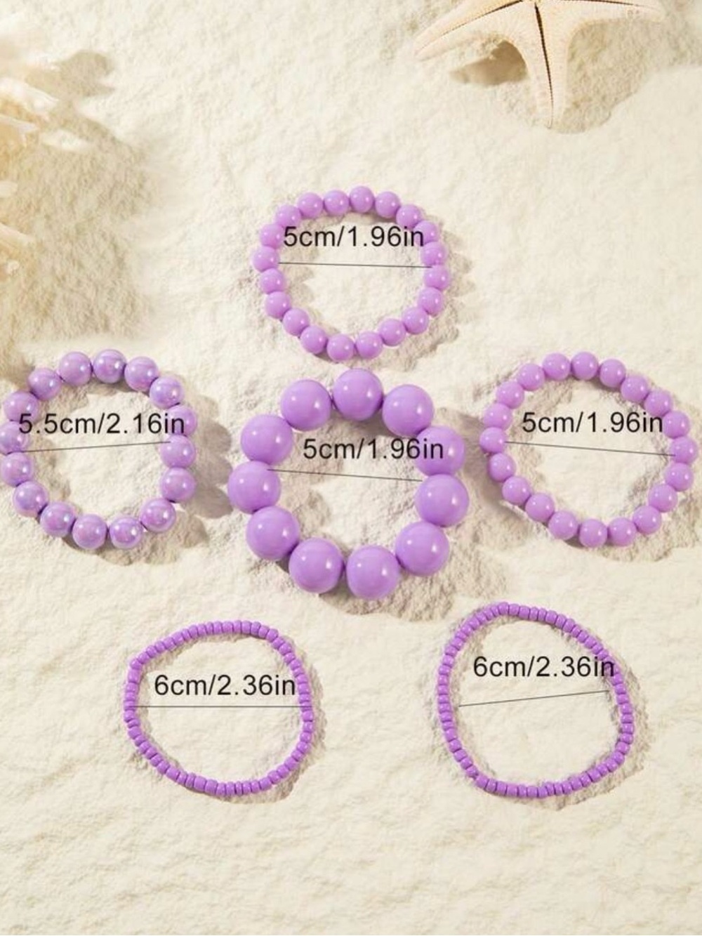 Lavender Purple Beaded Stack Bracelet Set - Picture 6 of 8